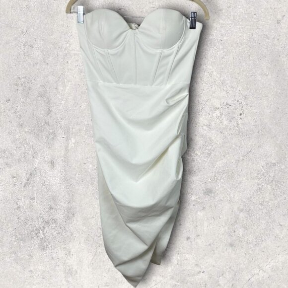 NWT Lavish Alice Bustier Corset Cocktail Dress White Size 6 Midi Asymmetrical - Picture 6 of 10